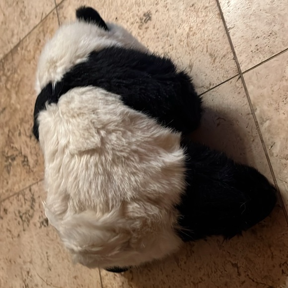 NEW PANDA fur BEAR REALISTIC Animal Kingdom 13”sitting Plush Stuffed Animal RARE - Picture 10 of 14